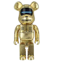Bearbrick x BAPE x Hajime Sorayama baby milo 1000% gold