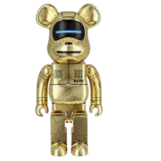 Bearbrick x BAPE x Hajime Sorayama baby milo 1000% gold