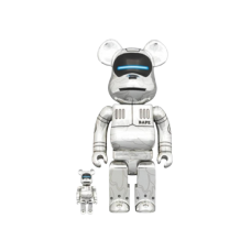 bearbrick x BAPE x Hajime Sorayama silver