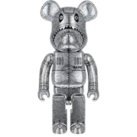 Bearbrick x BAPE x Hajime Sorayama Camo Shark 1000% silver