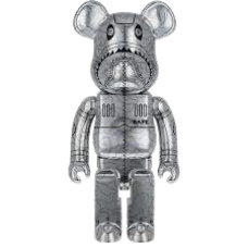 Bearbrick x BAPE x Hajime Sorayama Camo Shark 1000% silver