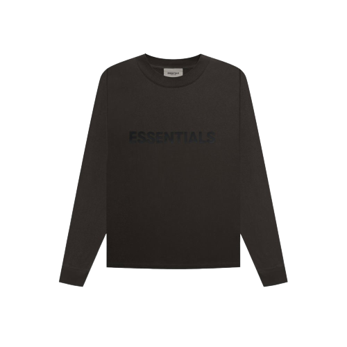 FEAR OF GOD ESSENTIALS 3D Silicon Applique Boxy Long Sleeve T-Shirt Weathered Black