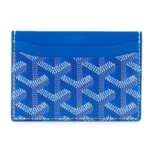 Goyard Chevron Saint Sulpice Blue Leather Card Holder