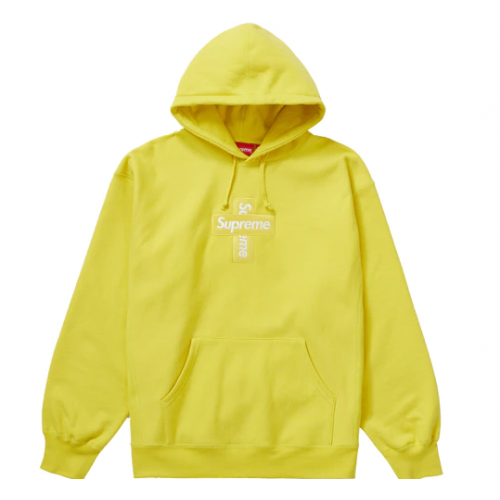 Supreme Cross Box Logo Hooded Sweatshirt Lemon 