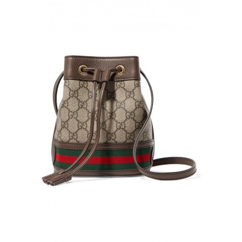 Gucci Ophidia mini textured leather-trimmed printed coated-canvas bucket bag