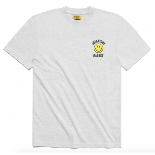 CHINATOWN SMILEY LOGO T-SHIRT ASH