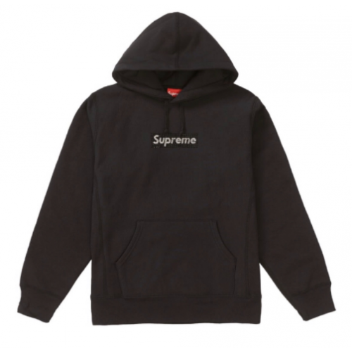 Supreme Swarovski Box logo Hoodie Black