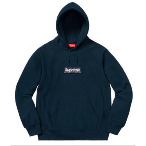 Supreme Box Logo Bandana Hoodie Navy