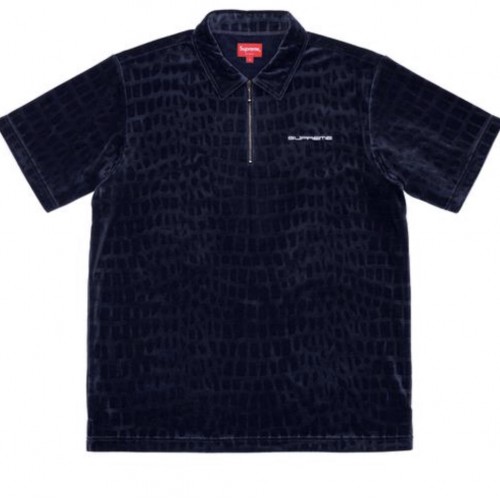 Supreme Croc Velour Zip Polo Navy