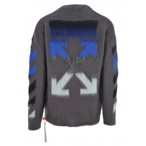 Off-White Off White Diagonal Brushed Sweater Grey