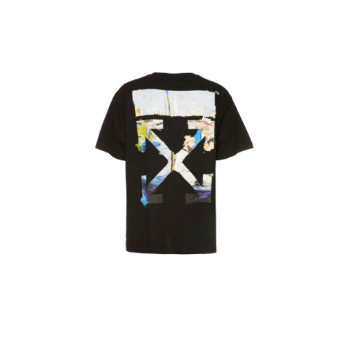 Off White Colour Painting Diagonals Arrows Tee Black