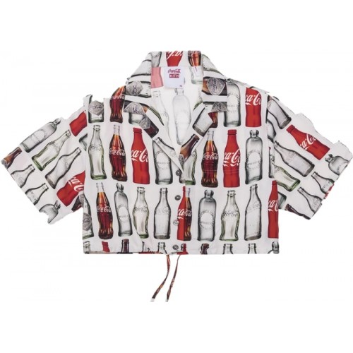 Kith x Coca Cola Bottle Print Cropped Button Up