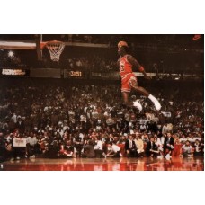 Michael Jordan Famous Foul Line Dunk Vintage Sports Poster