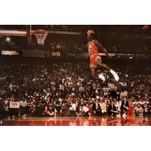 Michael Jordan Famous Foul Line Dunk Vintage Sports Poster