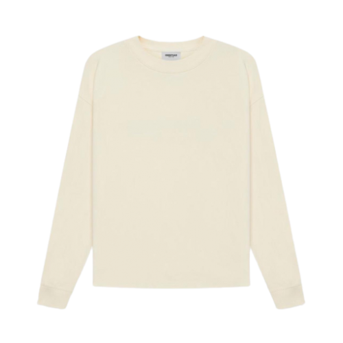 Fear Of God Essentials 3D Silicon Applique Boxy Long Sleeve Cream T-Shirt 2021