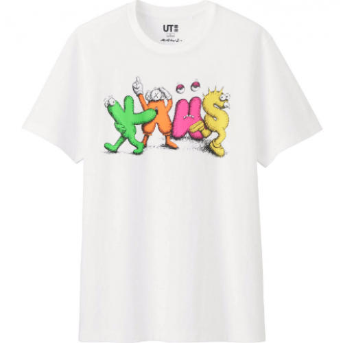 Kaws x Uniqlo Dancing Letters White Tee