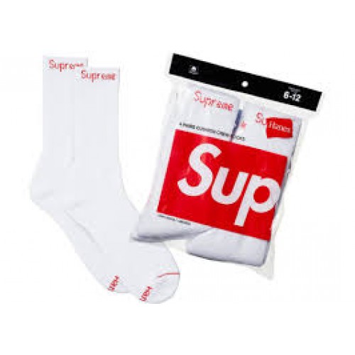 Supreme Hanes Crew Socks White