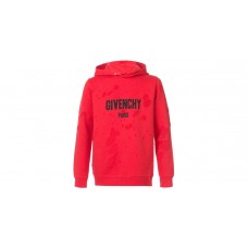Givenchy Red Distressed Hoodie