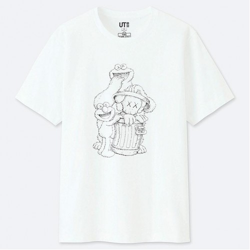 Uniqlo Kaws X Sesame Street Graphic White Tee