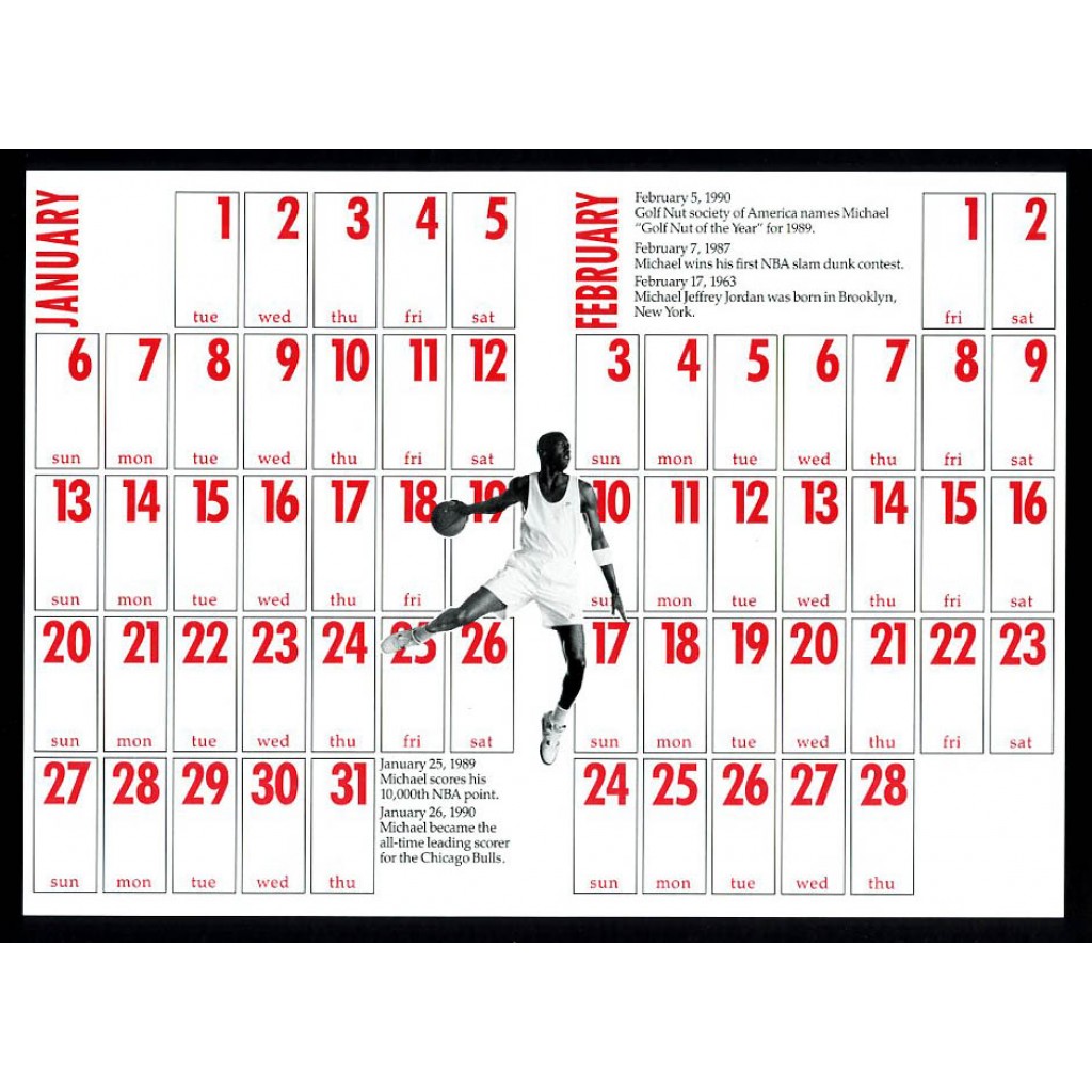 1991 air jordan flight club calendar