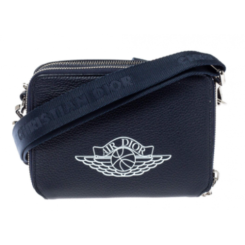 Dior x Jordan Wings Messenger Bag Navy in Calfskin with Silver-tone