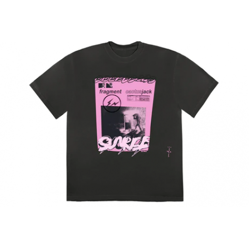 Travis Scott Cactus Jack For Fragment Pink Sunrise T-shirt Washed Black