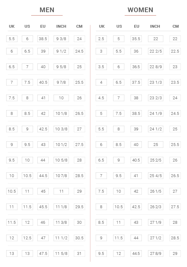 nike vapormax size chart